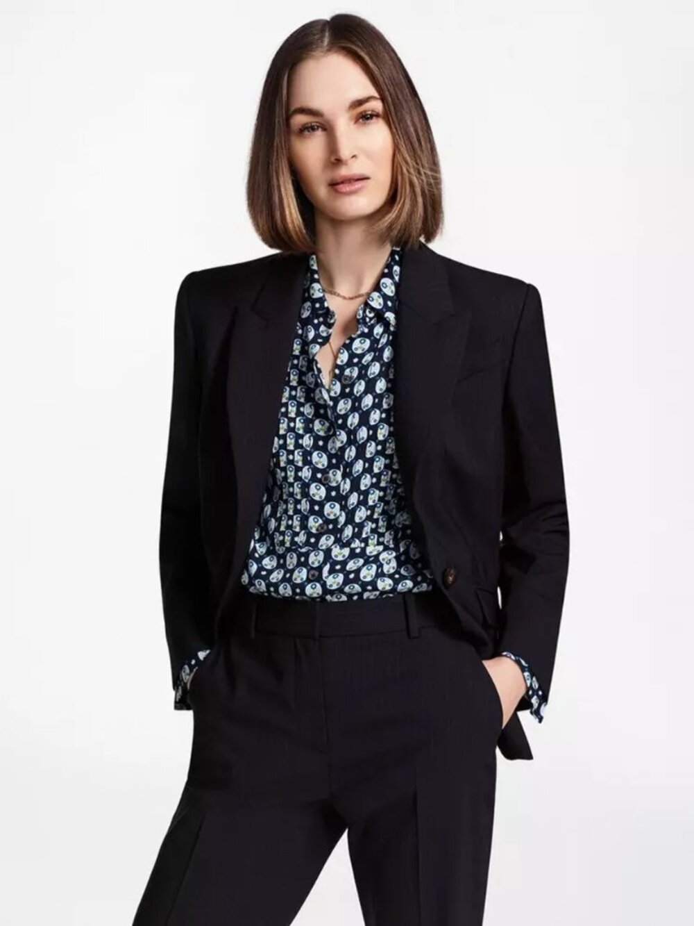 NEW $498 BROOKS BROTHERS NAVY SHADOW STRIPE BLAZER - SIZE 2